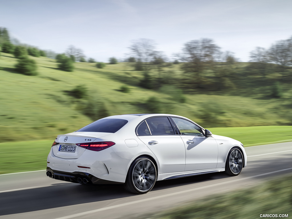 2023 Mercedes-AMG C 43 4MATIC (Color: Opalite White) - Rear Three-Quarter