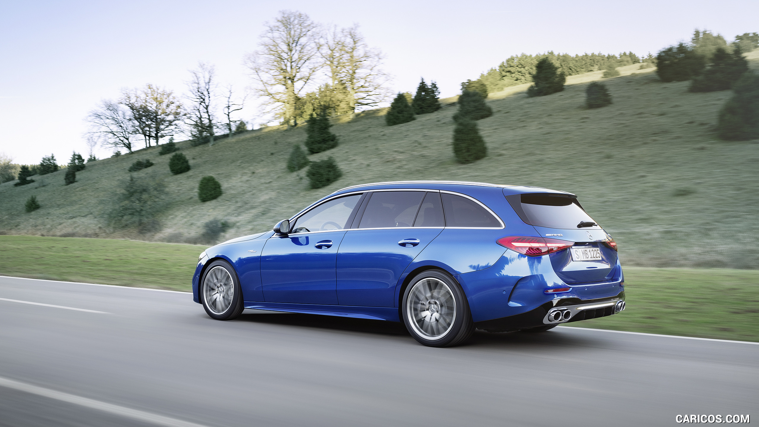 2023 Mercedes-AMG C 43 Estate 4MATIC T-Modell (Color: Spectral Blue) - Rear Three-Quarter, #8 of 29