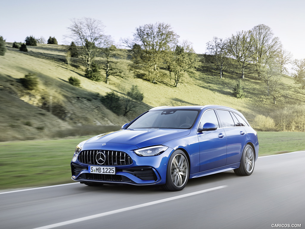 2023 Mercedes-AMG C 43 Estate 4MATIC T-Modell (Color: Spectral Blue) - Front Three-Quarter