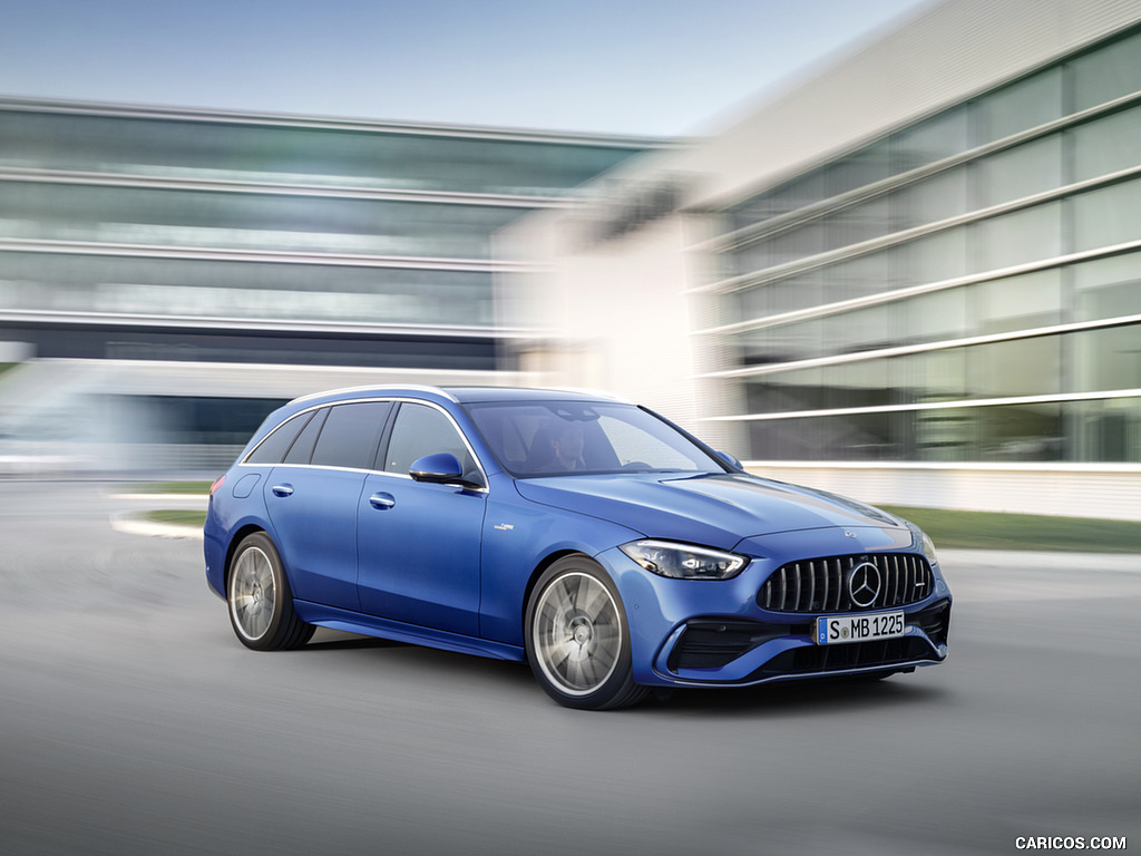 2023 Mercedes-AMG C 43 Estate 4MATIC T-Modell (Color: Spectral Blue) - Front Three-Quarter