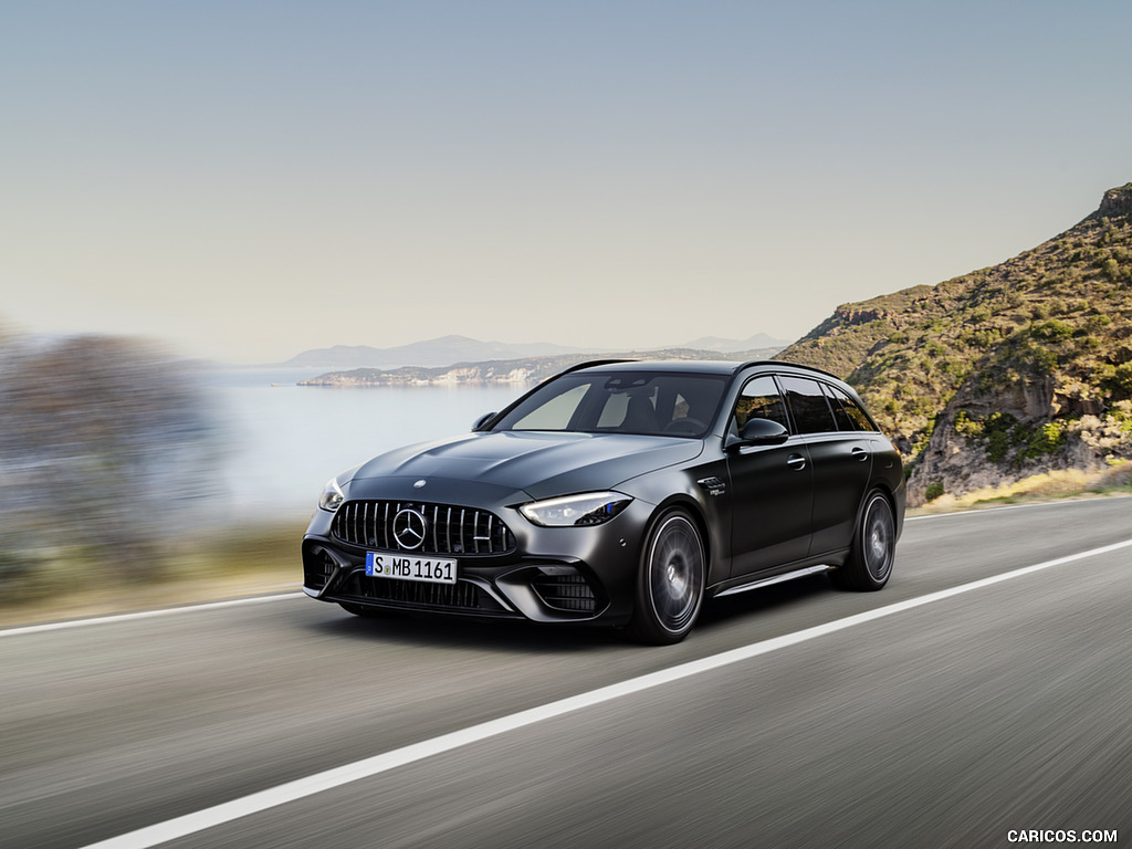 2023 Mercedes-AMG C 63 S E Performance Estate (Color: Graphite Grey Magno) - Front Three-Quarter