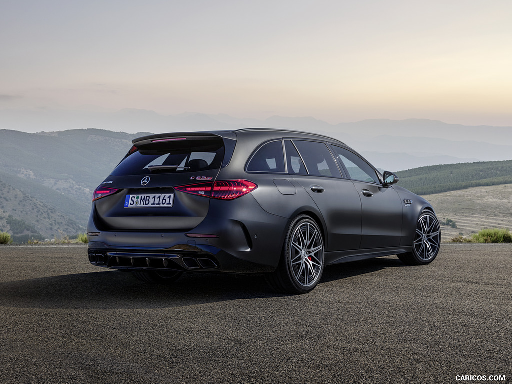 2023 Mercedes-AMG C 63 S E Performance Estate (Color: Graphite Grey Magno) - Rear Three-Quarter