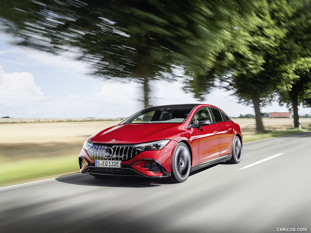 2023 Mercedes-AMG EQE 43 4MATIC (Color: MANUFAKTUR hyacinth red) - Front Three-Quarter