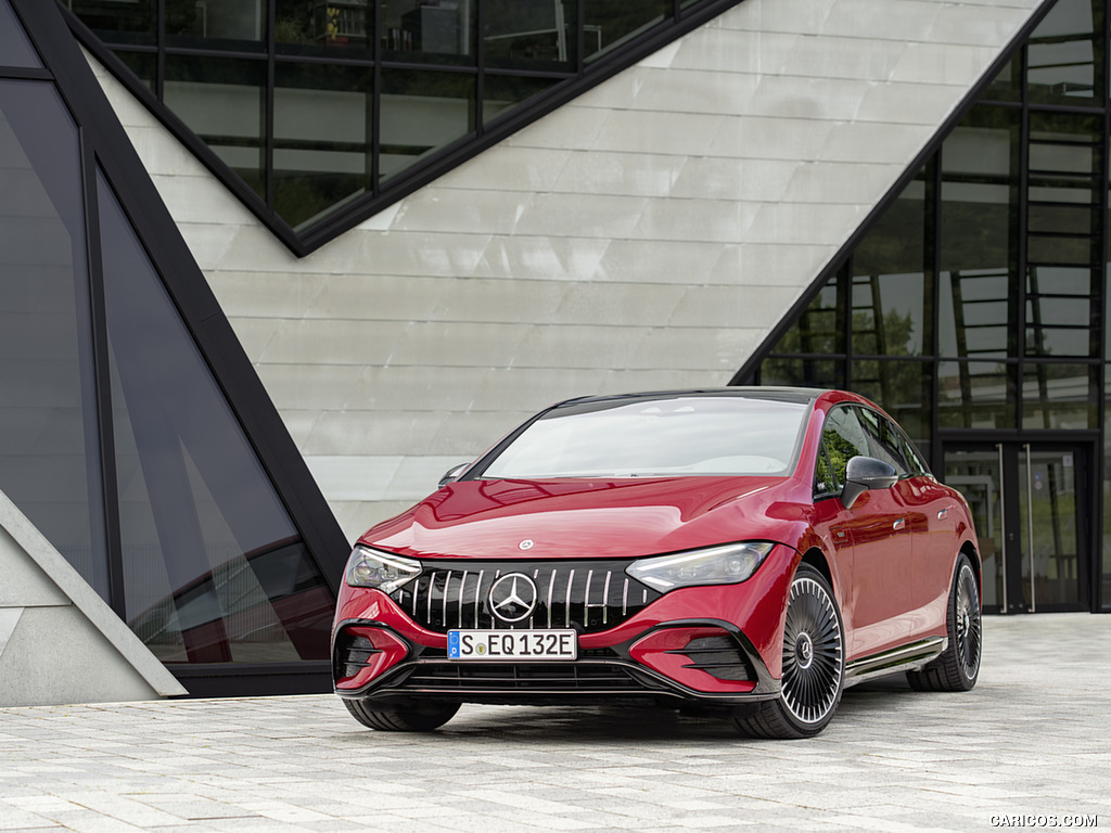 2023 Mercedes-AMG EQE 43 4MATIC (Color: MANUFAKTUR hyacinth red) - Front Three-Quarter