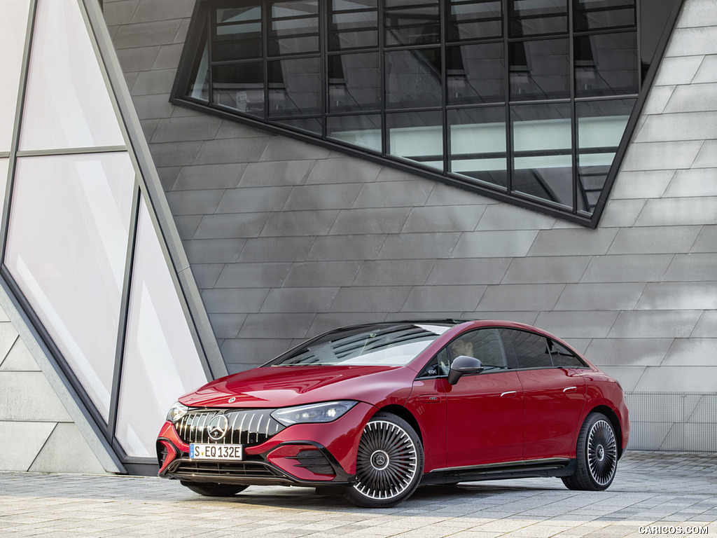 2023 Mercedes-AMG EQE 43 4MATIC (Color: MANUFAKTUR hyacinth red) - Front Three-Quarter