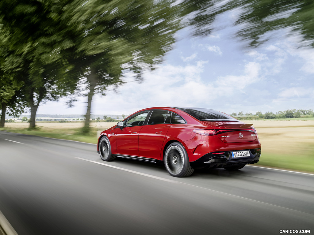 2023 Mercedes-AMG EQE 43 4MATIC (Color: MANUFAKTUR hyacinth red) - Rear Three-Quarter