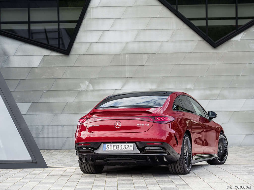 2023 Mercedes-AMG EQE 43 4MATIC (Color: MANUFAKTUR hyacinth red) - Rear Three-Quarter