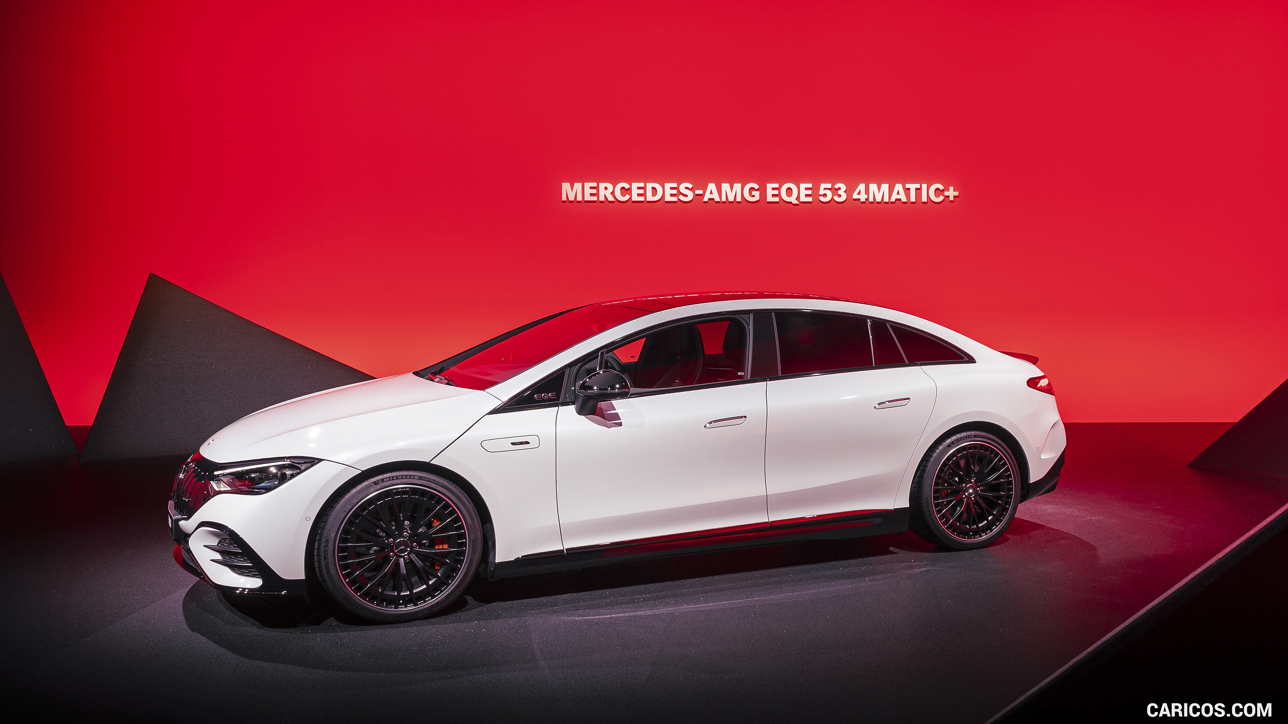 2023 Mercedes-AMG EQE 53 4MATIC+ (Color: Opalite White Bright) - Front Three-Quarter, #79 of 239