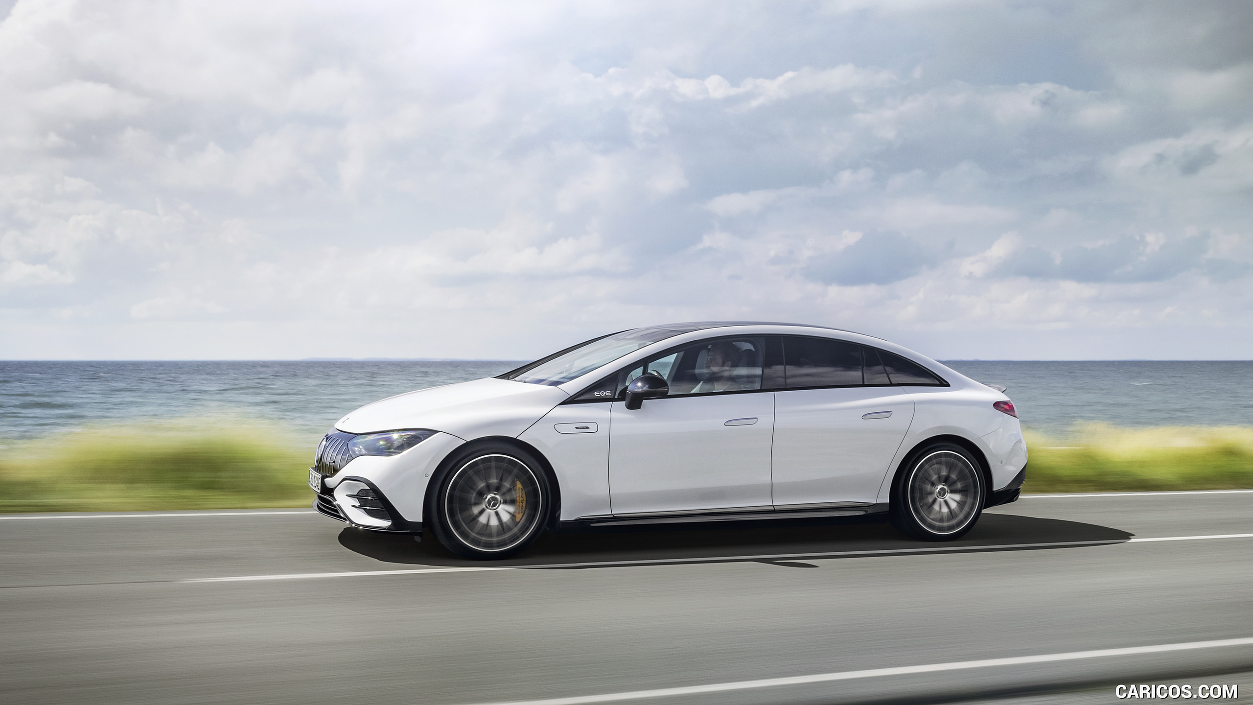 2023 Mercedes-AMG EQE 53 4MATIC+ (Color: Opalite White Bright) - Side, #5 of 239
