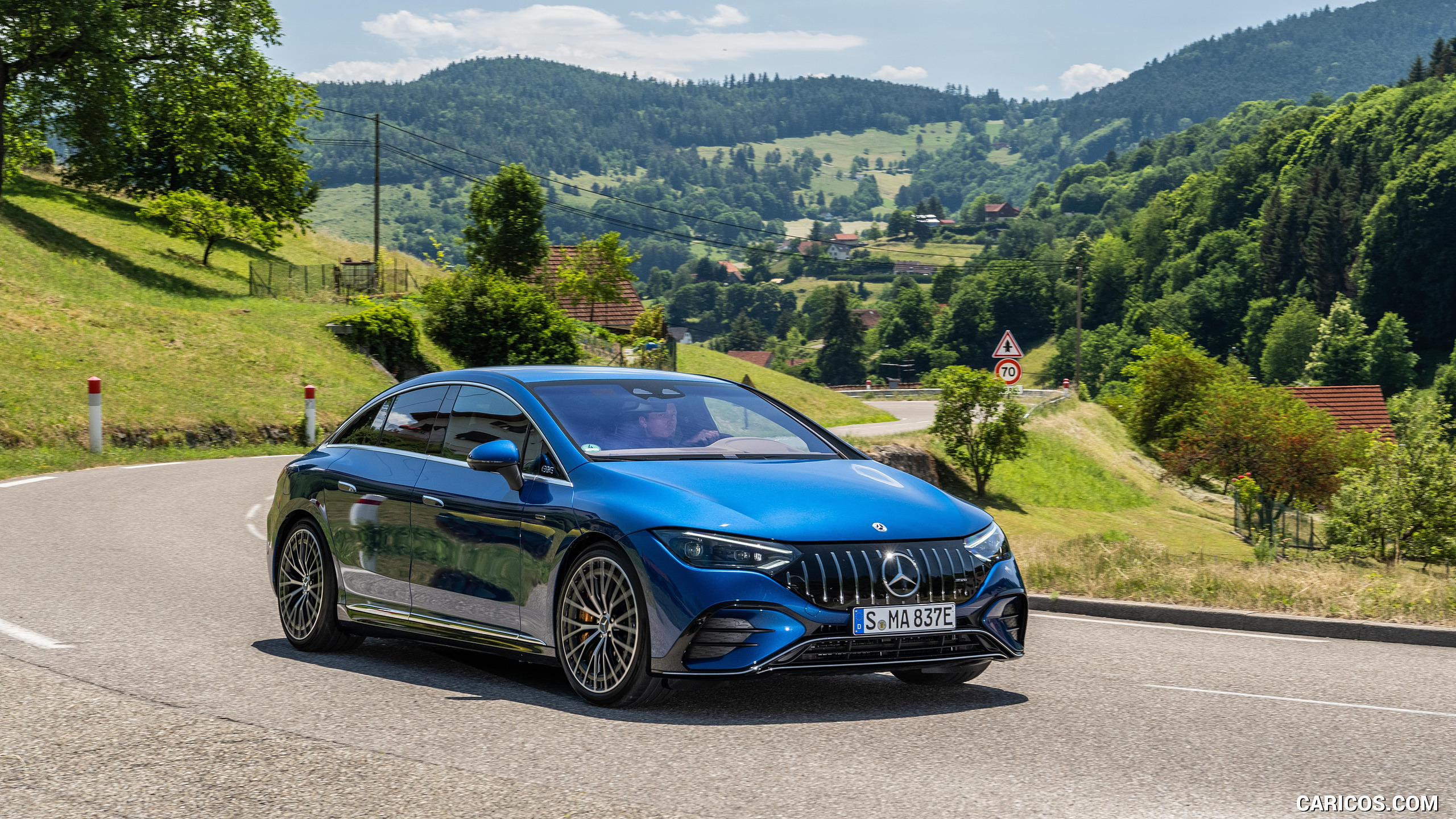 2023 Mercedes-AMG EQE 53 4MATIC+ (Color: Spectral Blue) - Front Three-Quarter, #176 of 239
