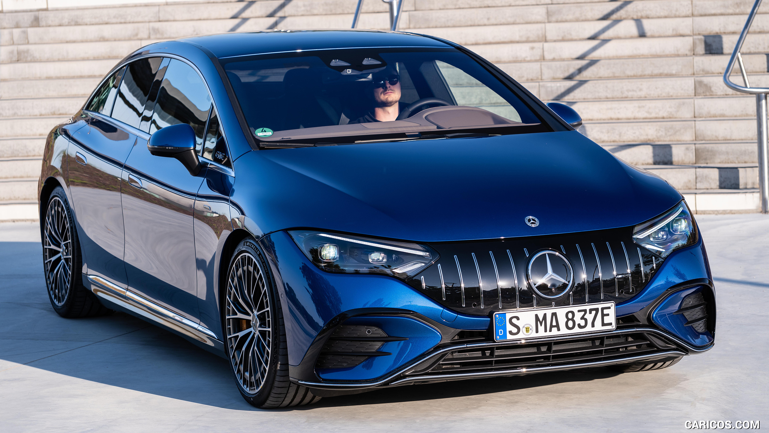 2023 Mercedes-AMG EQE 53 4MATIC+ (Color: Spectral Blue) - Front Three-Quarter, #190 of 239