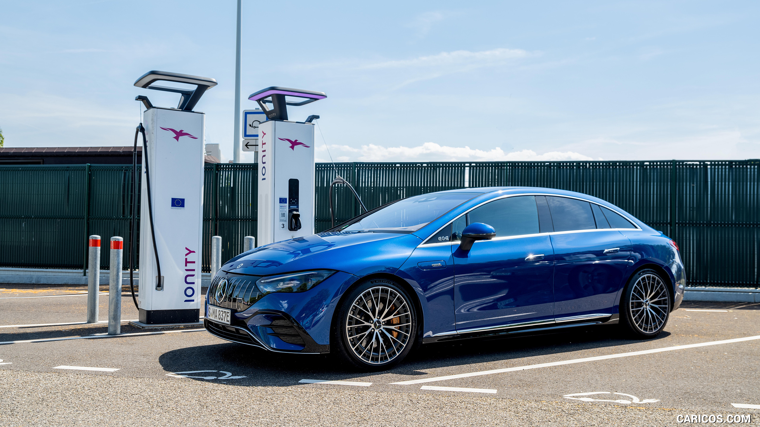 2023 Mercedes-AMG EQE 53 4MATIC+ (Color: Spectral Blue) - Front Three-Quarter, #205 of 239