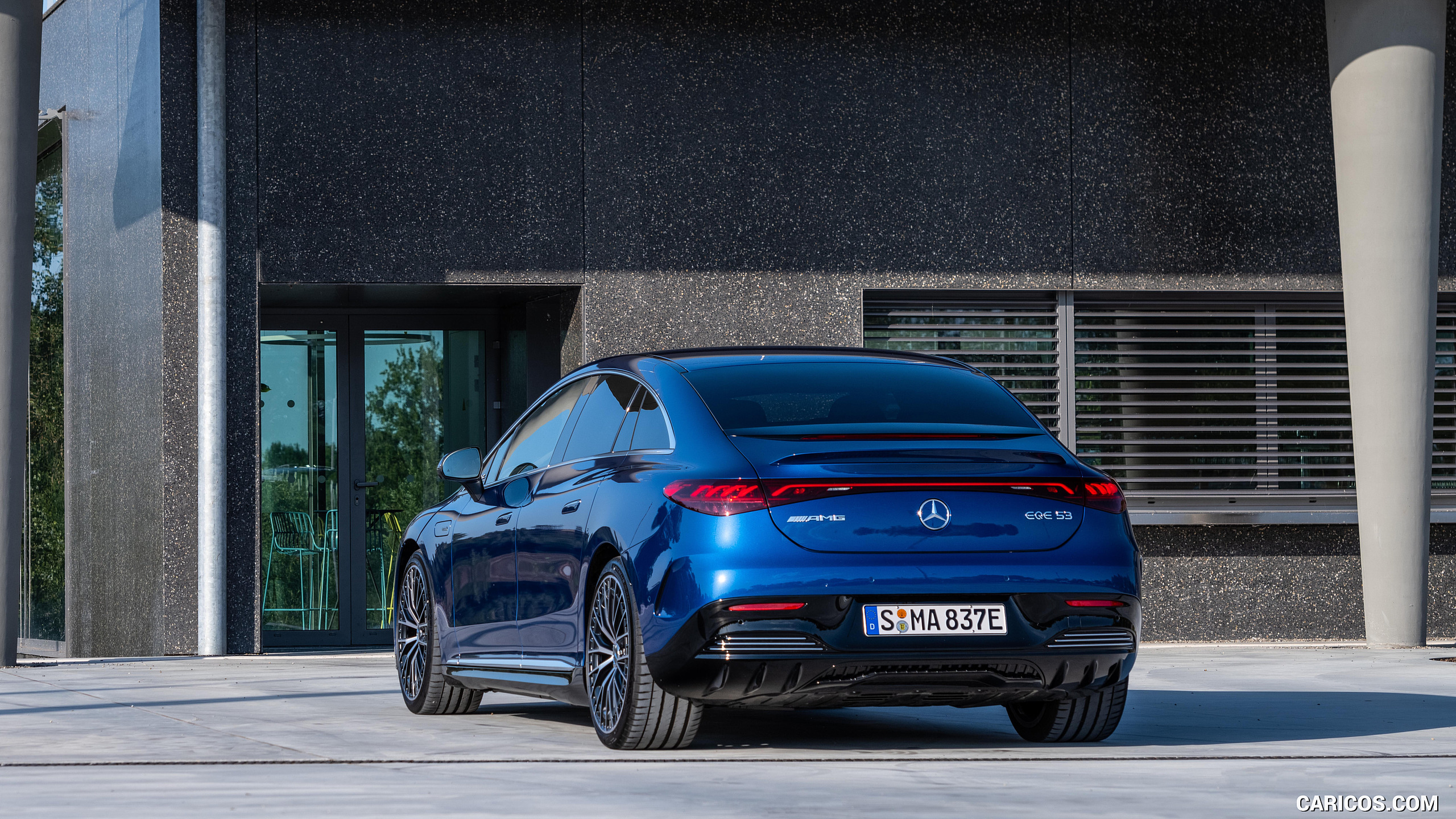 2023 Mercedes-AMG EQE 53 4MATIC+ (Color: Spectral Blue) - Rear Three-Quarter, #193 of 239