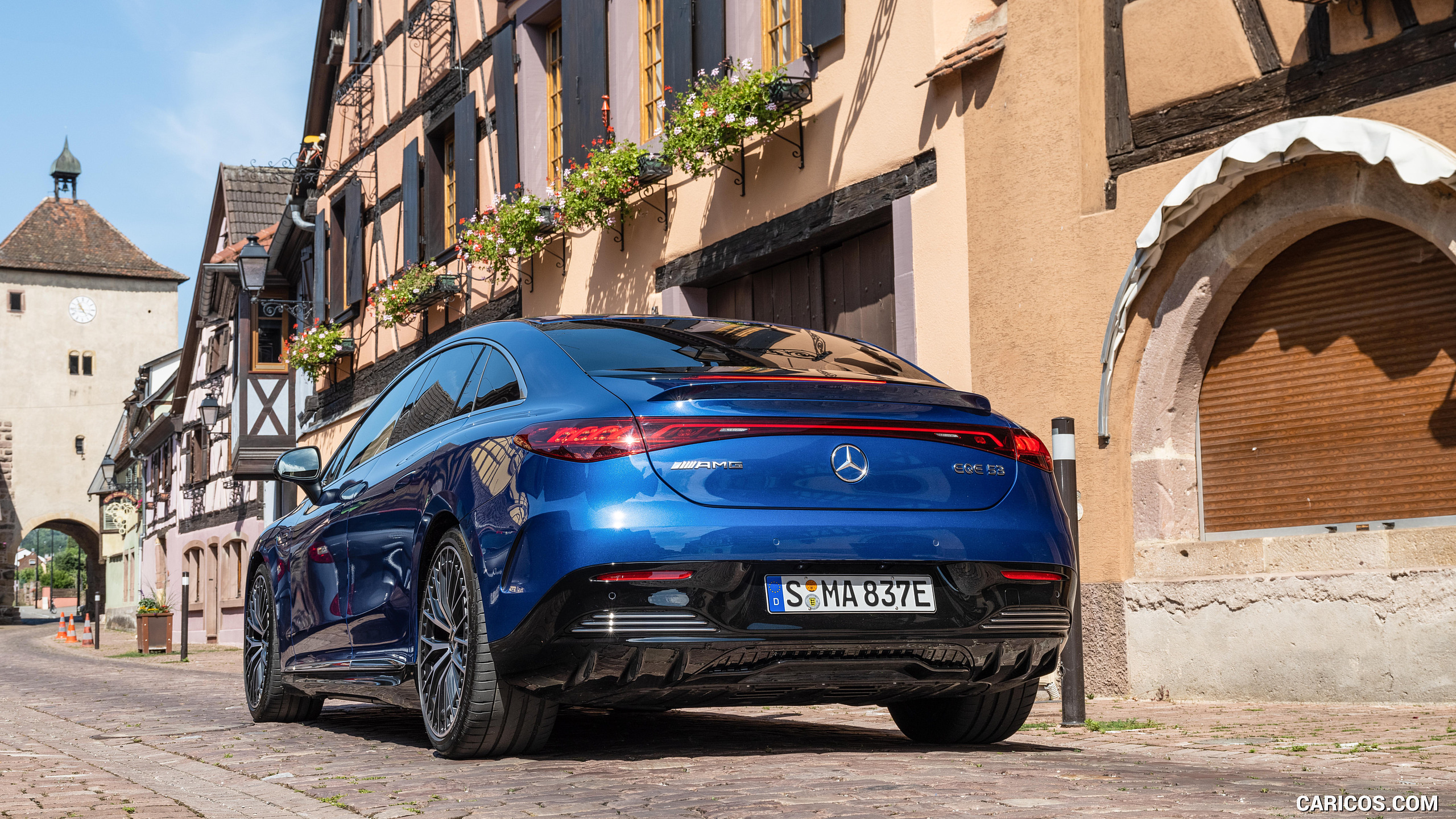 2023 Mercedes-AMG EQE 53 4MATIC+ (Color: Spectral Blue) - Rear Three-Quarter, #196 of 239