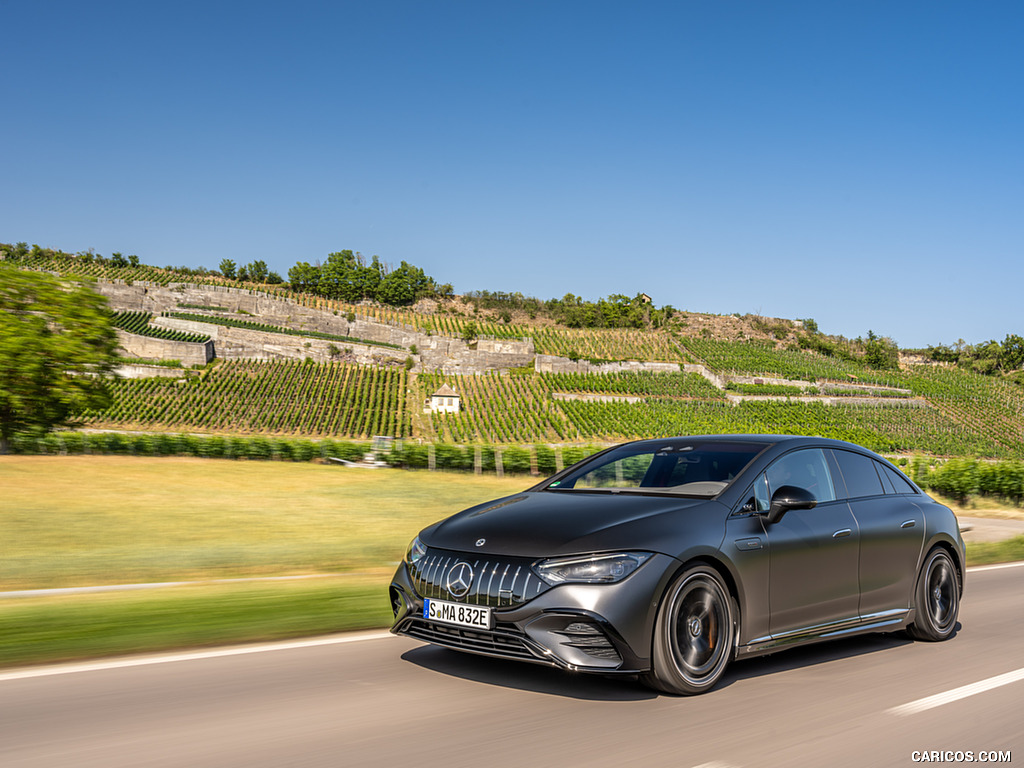 2023 Mercedes-AMG EQE 53 4MATIC+ (Color: MANUFAKTUR Graphite Grey Magno Matte) - Front Three-Quarter