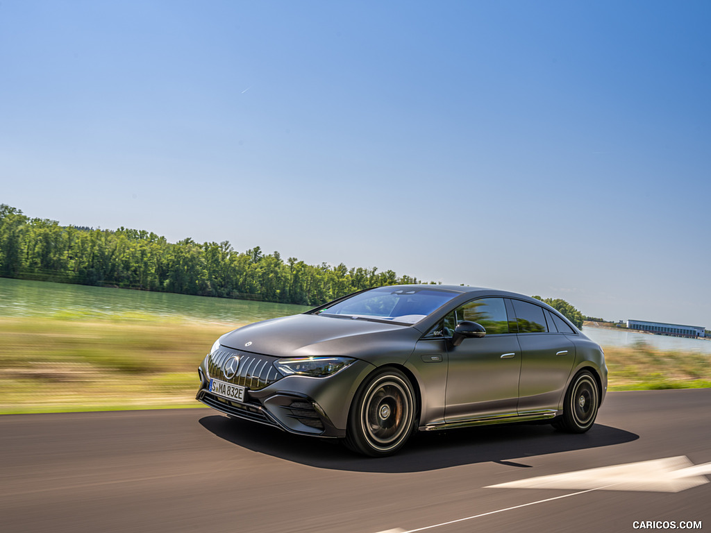 2023 Mercedes-AMG EQE 53 4MATIC+ (Color: MANUFAKTUR Graphite Grey Magno Matte) - Front Three-Quarter