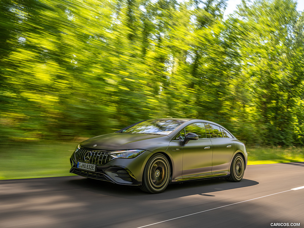 2023 Mercedes-AMG EQE 53 4MATIC+ (Color: MANUFAKTUR Graphite Grey Magno Matte) - Front Three-Quarter