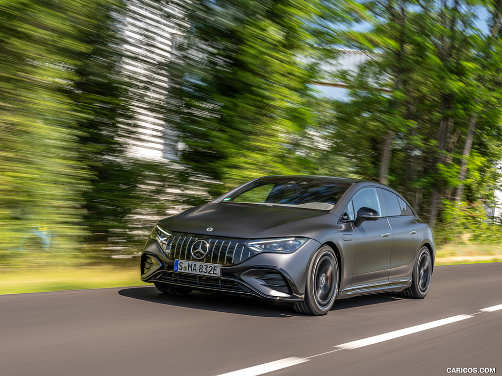 2023 Mercedes-AMG EQE 53 4MATIC+ (Color: MANUFAKTUR Graphite Grey Magno Matte) - Front Three-Quarter