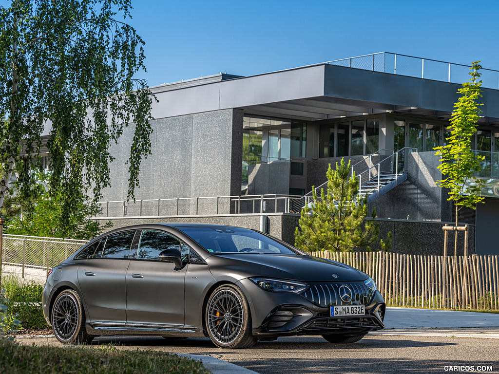 2023 Mercedes-AMG EQE 53 4MATIC+ (Color: MANUFAKTUR Graphite Grey Magno Matte) - Front Three-Quarter