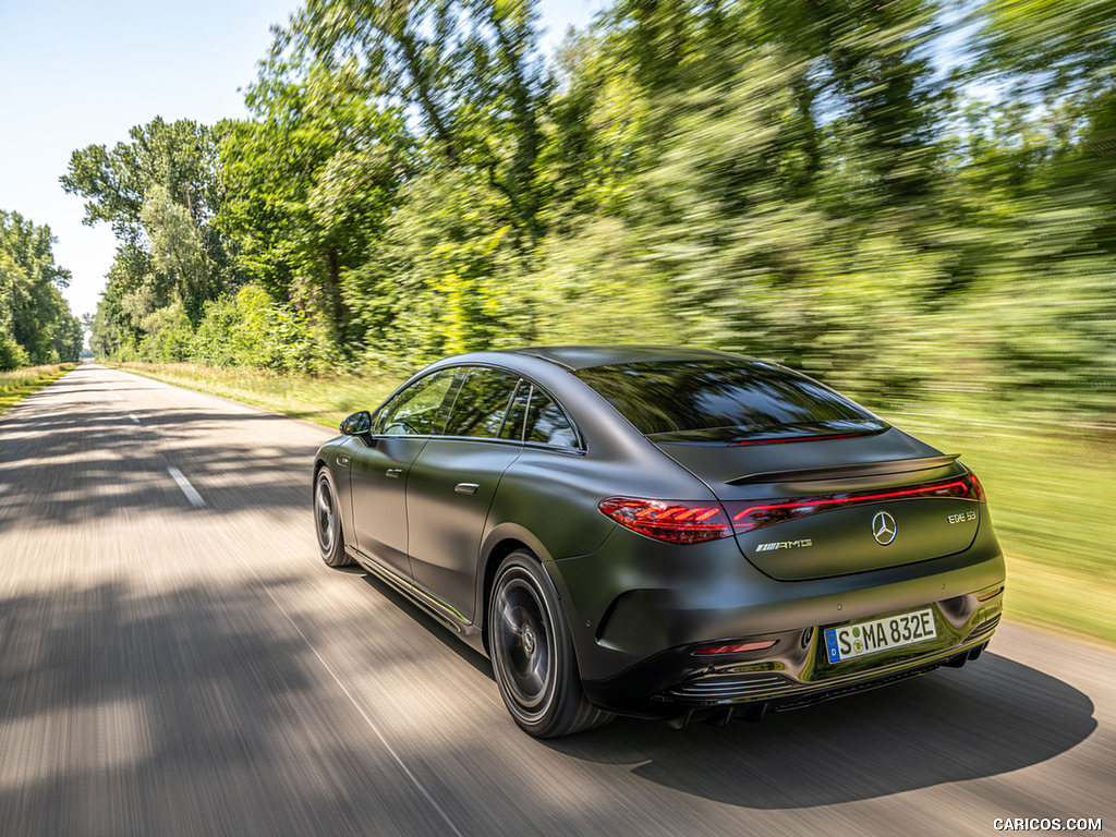 2023 Mercedes-AMG EQE 53 4MATIC+ (Color: MANUFAKTUR Graphite Grey Magno Matte) - Rear Three-Quarter