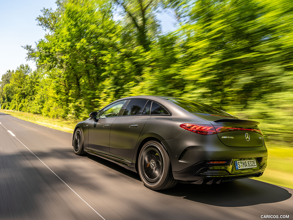 2023 Mercedes-AMG EQE 53 4MATIC+ (Color: MANUFAKTUR Graphite Grey Magno Matte) - Rear Three-Quarter