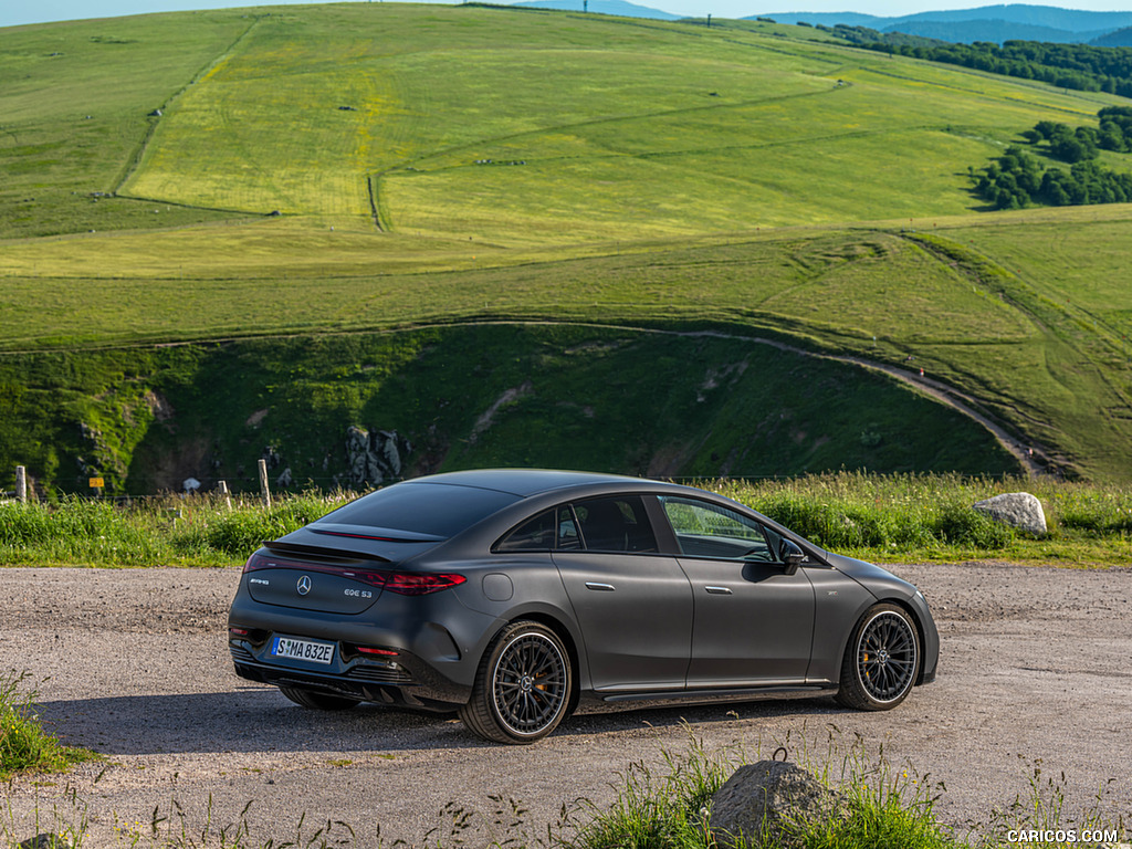 2023 Mercedes-AMG EQE 53 4MATIC+ (Color: MANUFAKTUR Graphite Grey Magno Matte) - Rear Three-Quarter