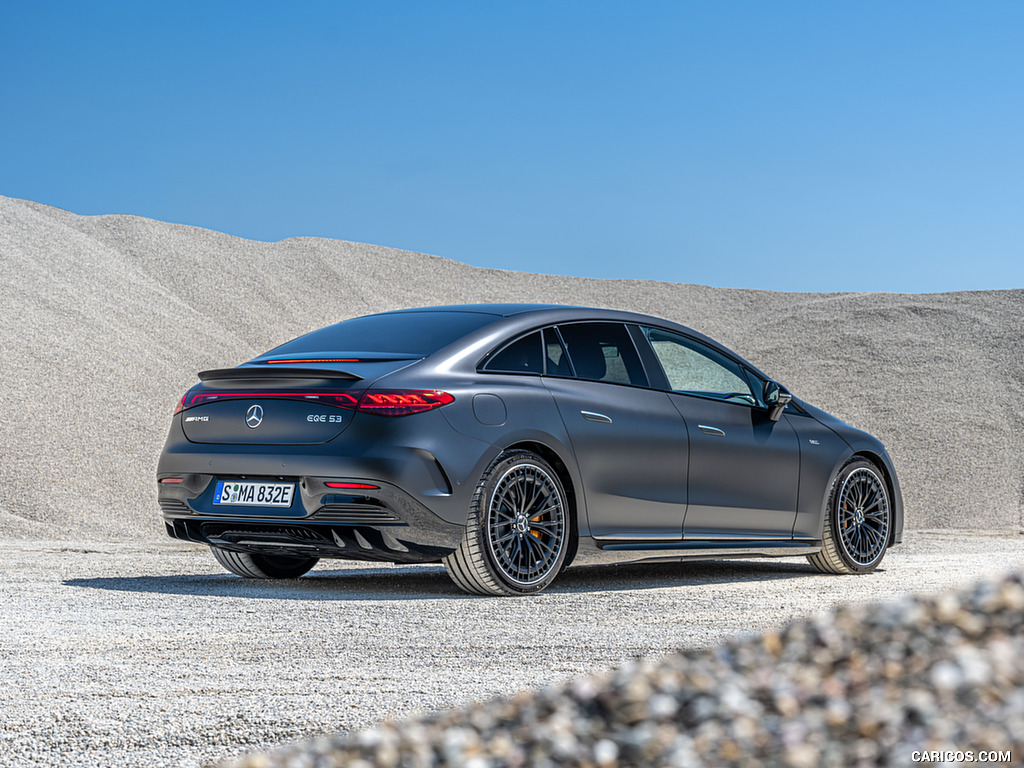 2023 Mercedes-AMG EQE 53 4MATIC+ (Color: MANUFAKTUR Graphite Grey Magno Matte) - Rear Three-Quarter