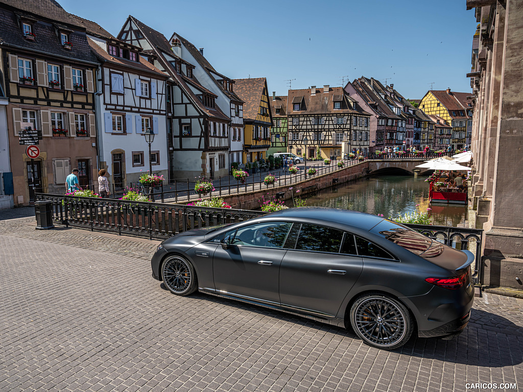 2023 Mercedes-AMG EQE 53 4MATIC+ (Color: MANUFAKTUR Graphite Grey Magno Matte) - Rear Three-Quarter