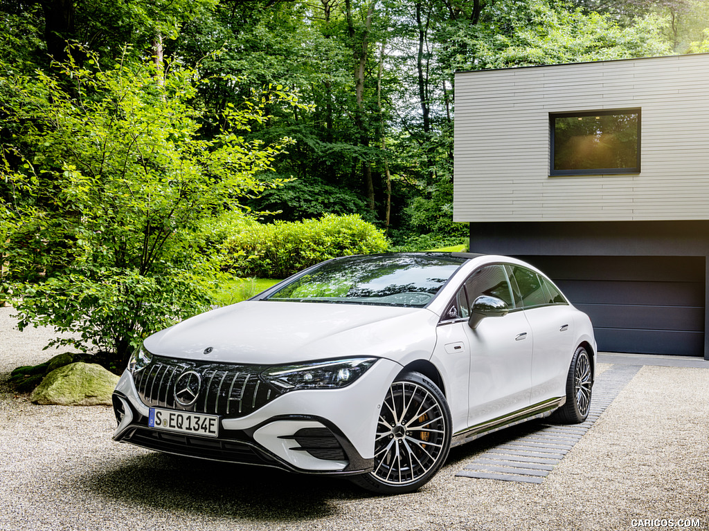 2023 Mercedes-AMG EQE 53 4MATIC+ (Color: Opalite White Bright) - Front Three-Quarter