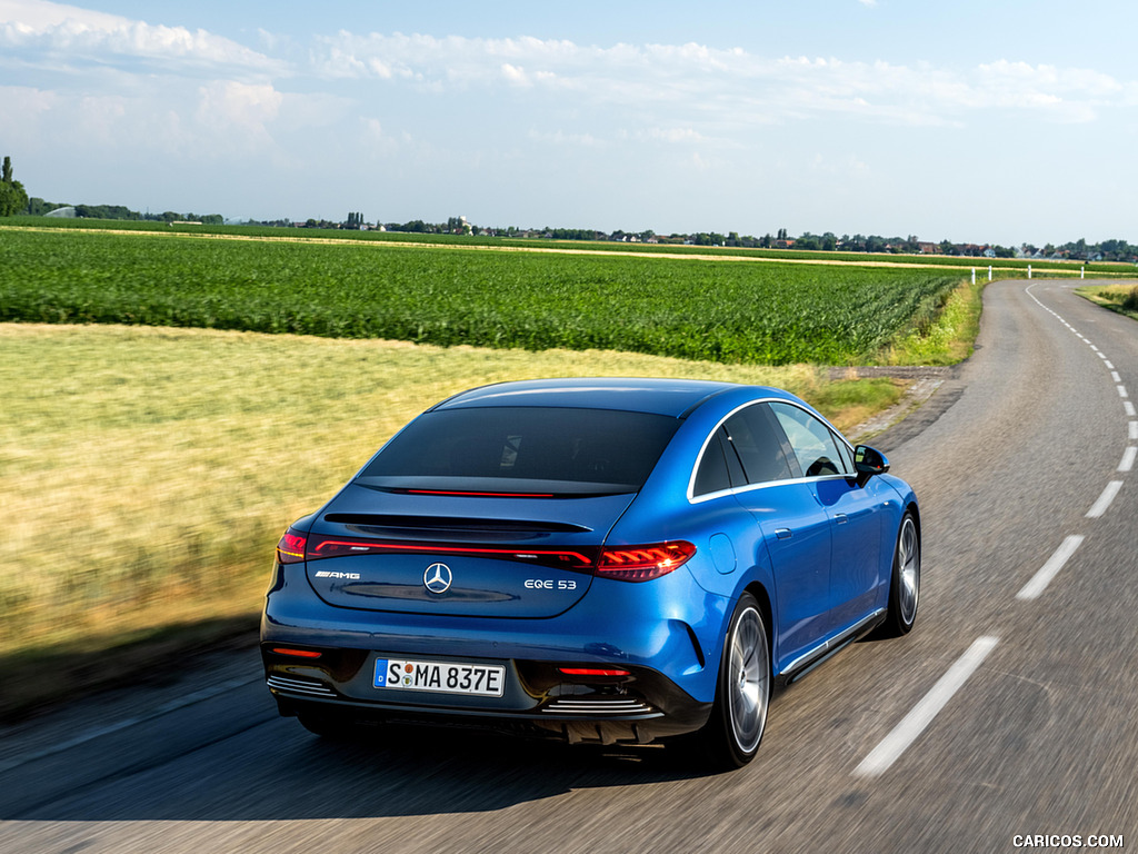 2023 Mercedes-AMG EQE 53 4MATIC+ (Color: Spectral Blue) - Rear Three-Quarter