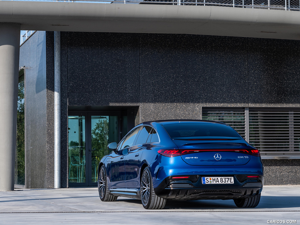 2023 Mercedes-AMG EQE 53 4MATIC+ (Color: Spectral Blue) - Rear Three-Quarter