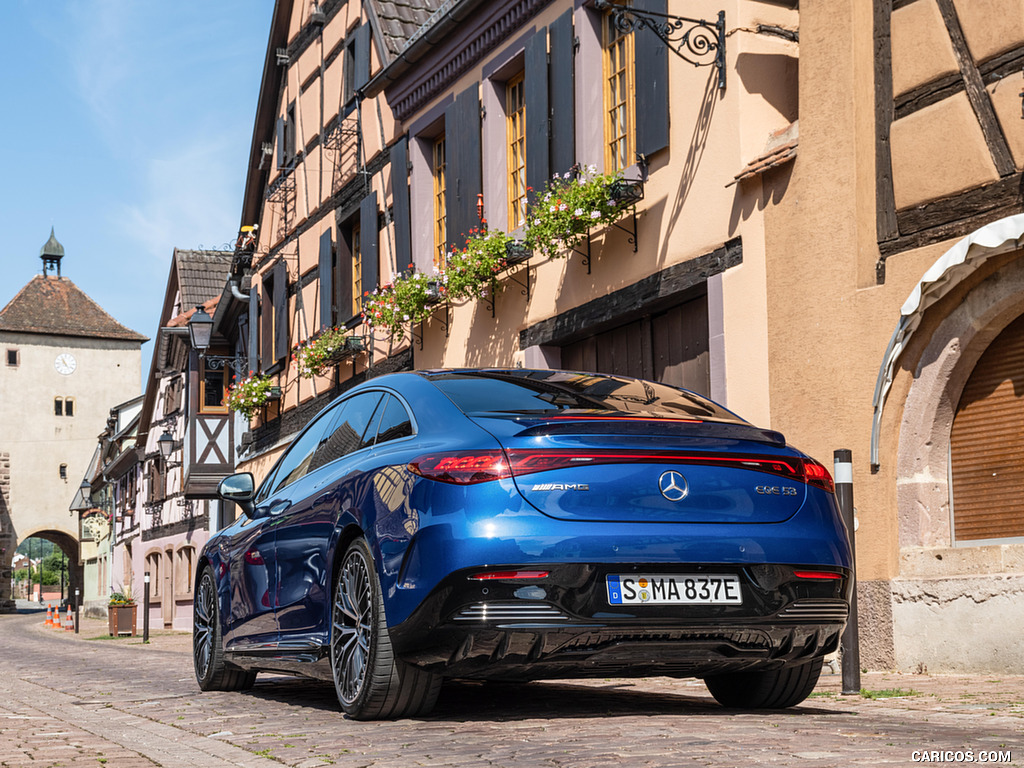 2023 Mercedes-AMG EQE 53 4MATIC+ (Color: Spectral Blue) - Rear Three-Quarter