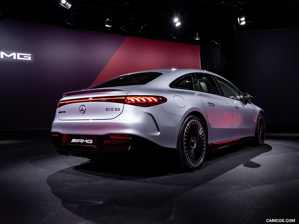 2023 Mercedes-AMG EQS 53 4MATIC+ (Color: High-Tech Silver) - Rear Three-Quarter