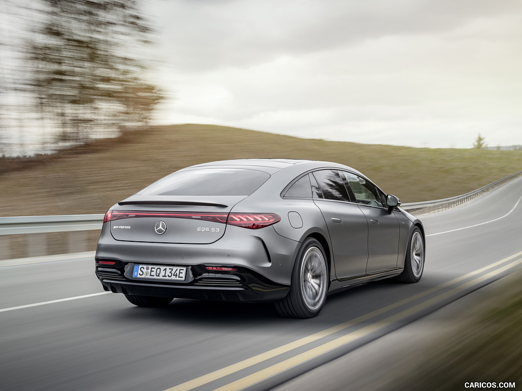 2023 Mercedes-AMG EQS 53 4MATIC+ (Color: Selenite Grey Magno) - Rear Three-Quarter