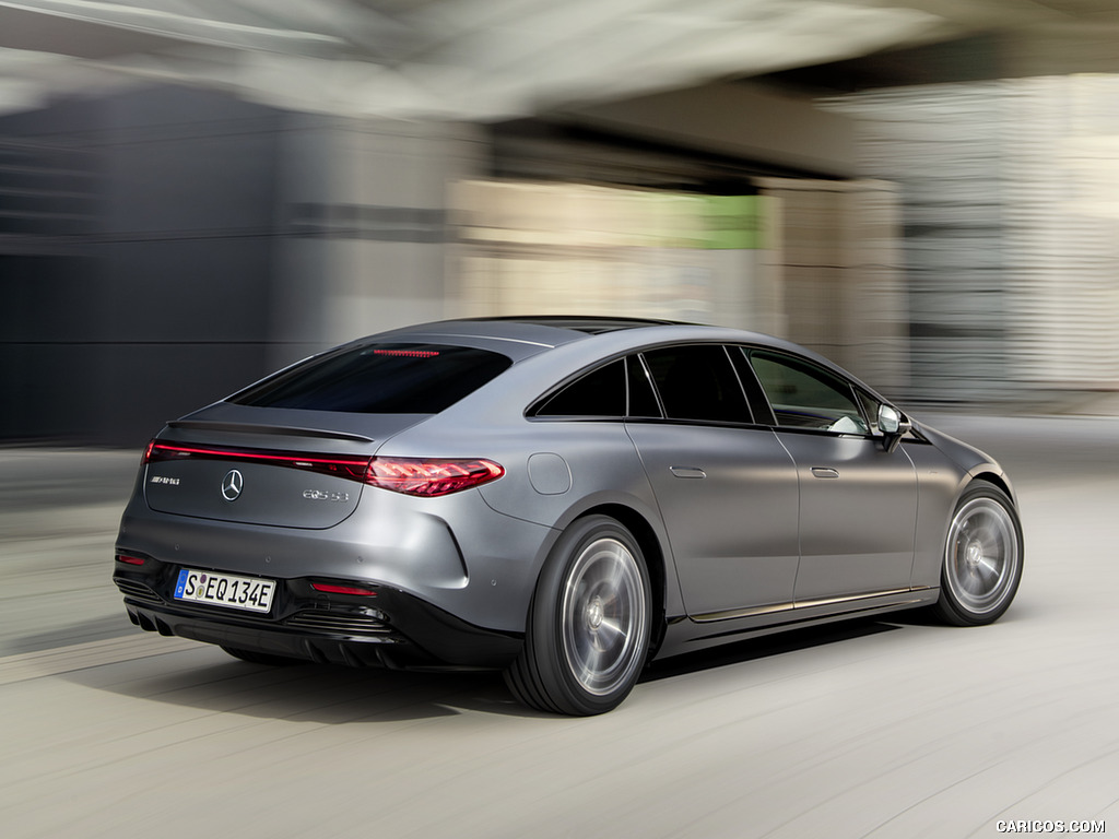 2023 Mercedes-AMG EQS 53 4MATIC+ (Color: Selenite Grey Magno) - Rear Three-Quarter