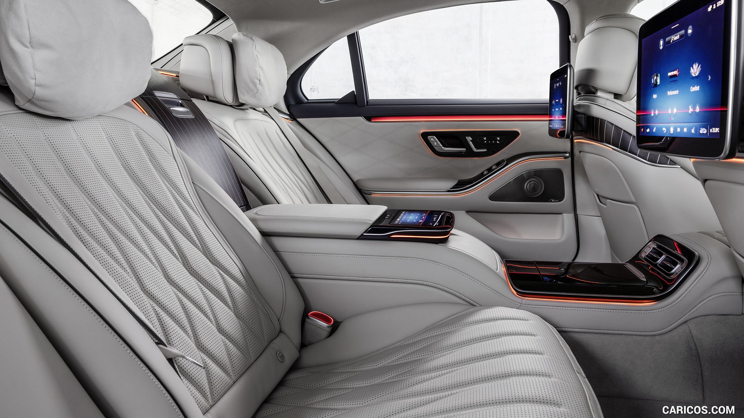 2023 Mercedes-AMG S 63 E PERFORMANCE (Color: MANUFAKTUR Cashmere White Magno) - Interior, Rear Seats, #37 of 163