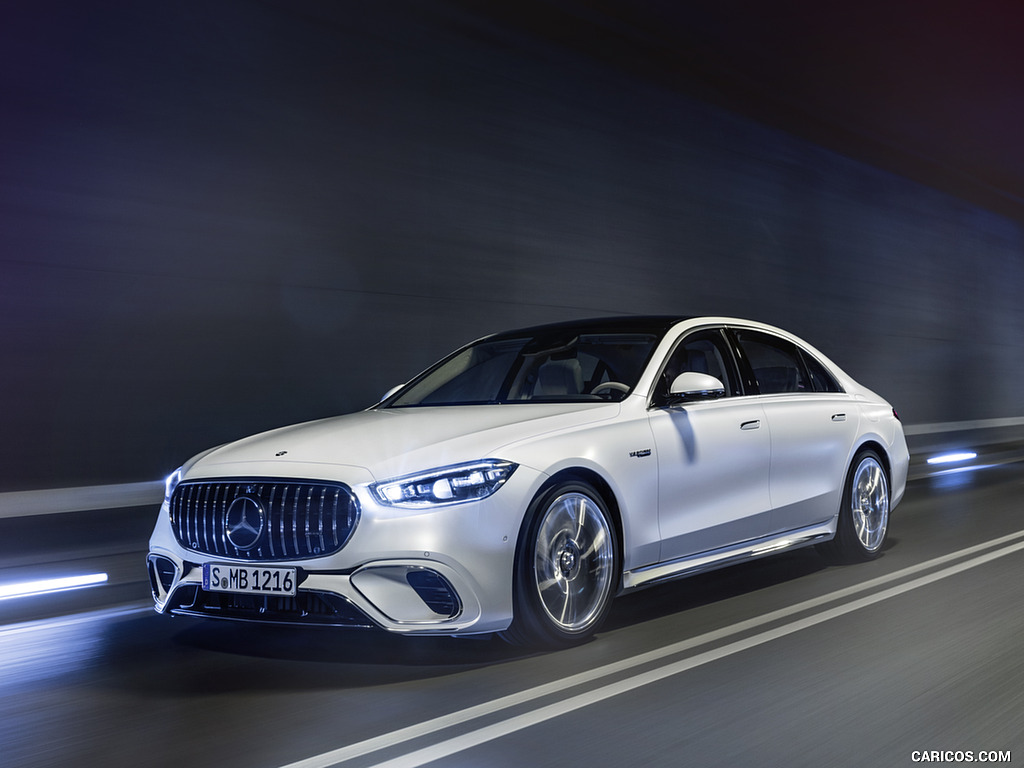 2023 Mercedes-AMG S 63 E PERFORMANCE (Color: MANUFAKTUR Cashmere White Magno) - Front Three-Quarter