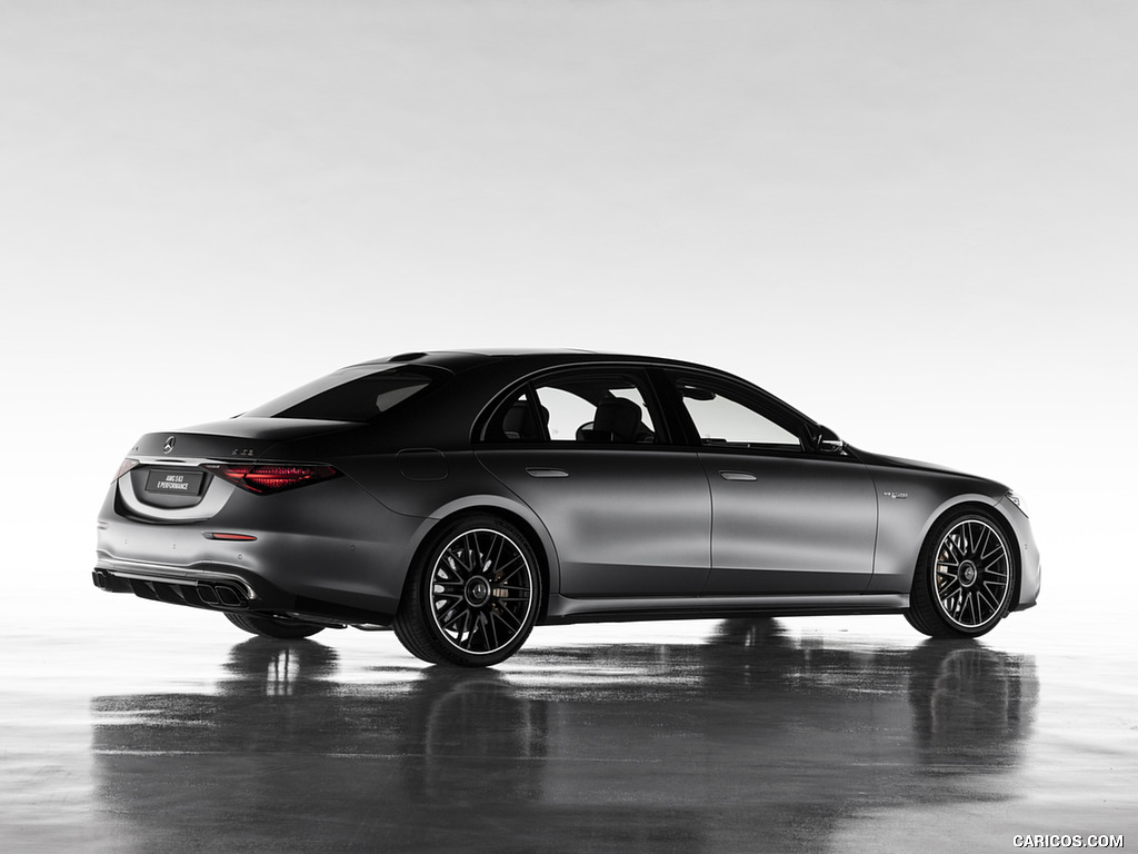 2023 Mercedes-AMG S 63 E PERFORMANCE (Color: MANUFAKTUR Selenite Grey Magno) - Rear Three-Quarter