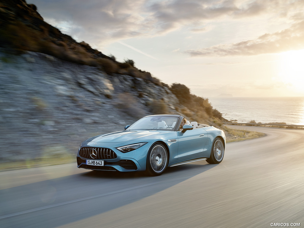 2023 Mercedes-AMG SL 43 (Color: Hyperblue Metallic) - Front Three-Quarter