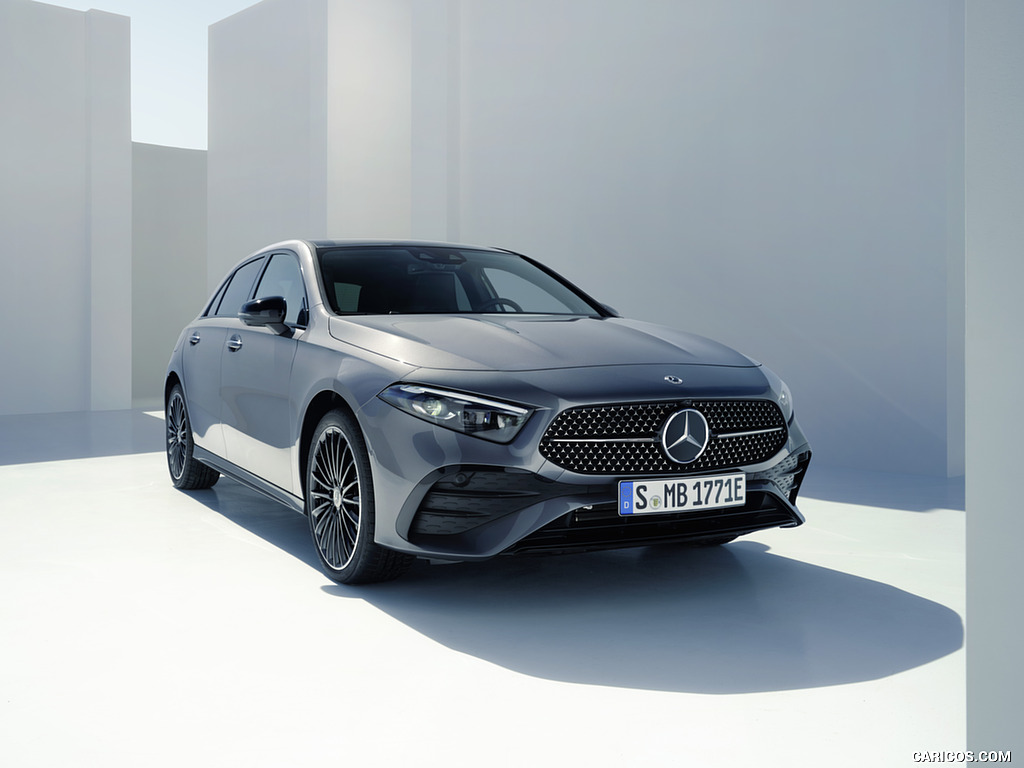 2023 Mercedes-Benz A-Class A 250 e Hatchback AMG Line (Color: Mountain Grey) - Front Three-Quarter