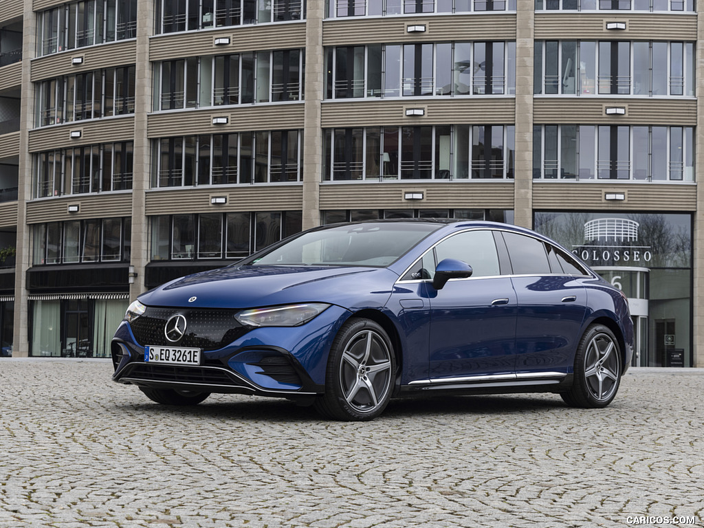 2023 Mercedes-Benz EQE 500 AMG Line 4MATIC (Color: Spectral Blue) - Front Three-Quarter