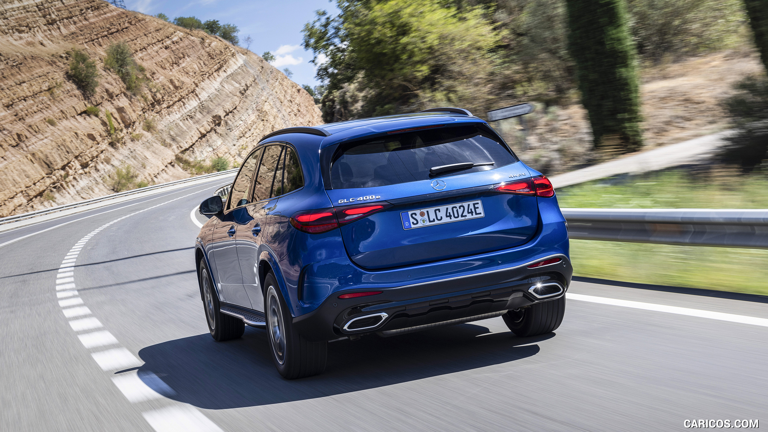 2023 Mercedes Benz Glc 400 E Plug In Hybrid 4matic Amg Line Color Spectral Blue Rear Three