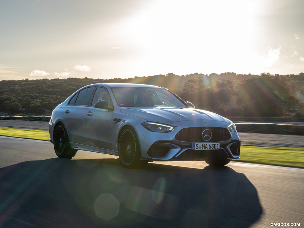 2024 Mercedes-AMG C 63 S E Performance (Color: Hightech Silver Metallic) - Front Three-Quarter