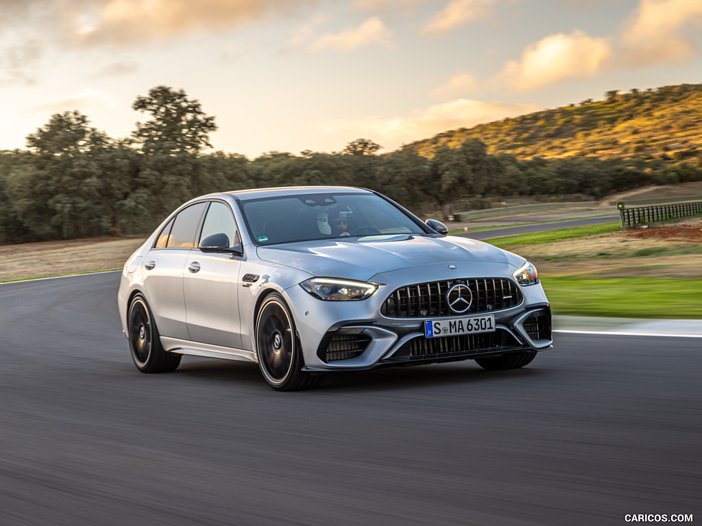 2024 Mercedes-AMG C 63 S E Performance (Color: Hightech Silver Metallic) - Front Three-Quarter