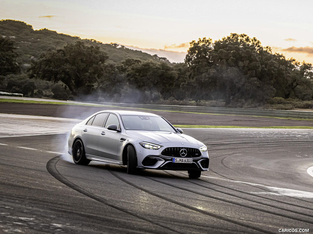 2024 Mercedes-AMG C 63 S E Performance (Color: Hightech Silver Metallic) - Front Three-Quarter