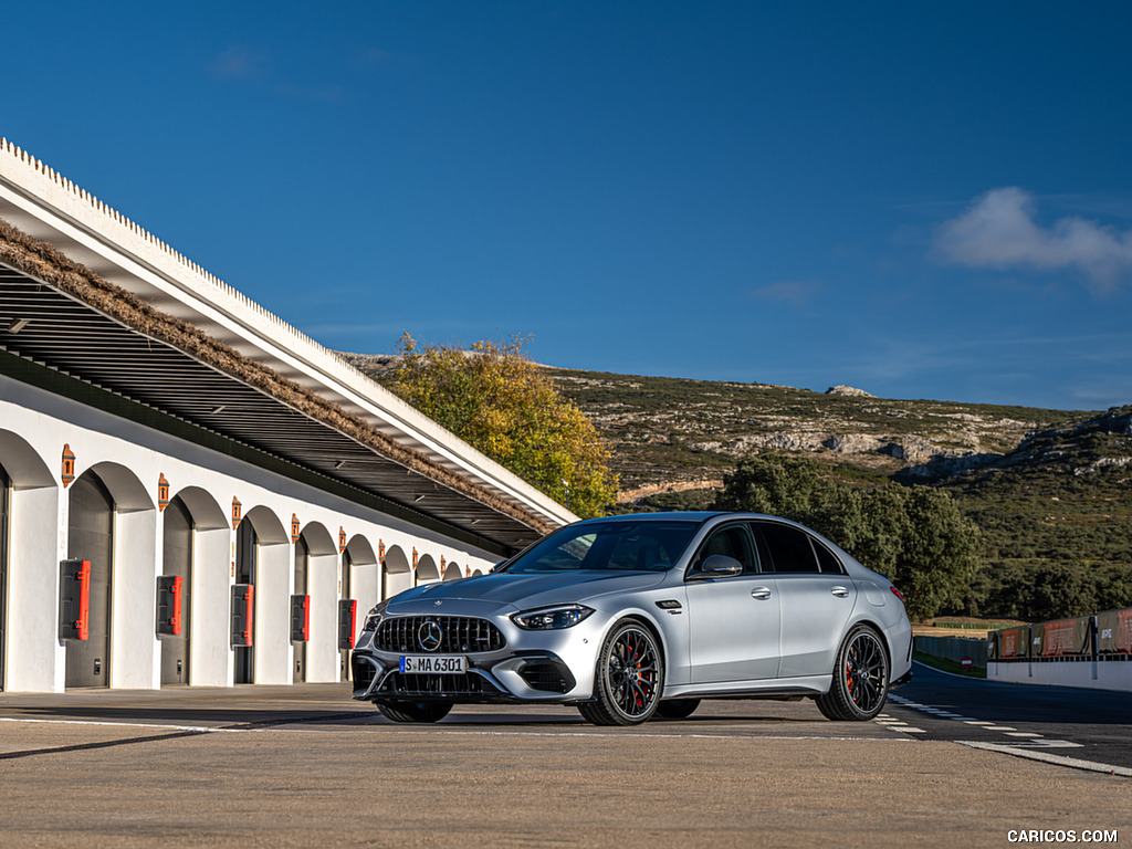 2024 Mercedes-AMG C 63 S E Performance (Color: Hightech Silver Metallic) - Front Three-Quarter