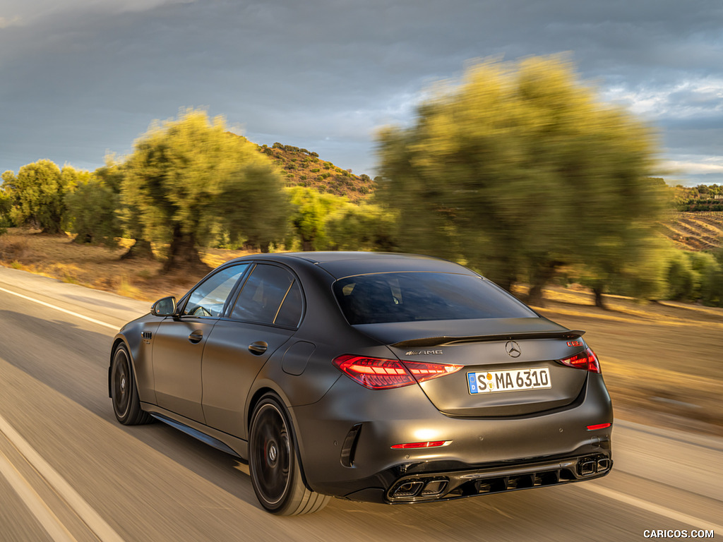 2024 Mercedes-AMG C 63 S E Performance (Color: MANUFAKTUR Graphit Grey Magno) - Rear Three-Quarter