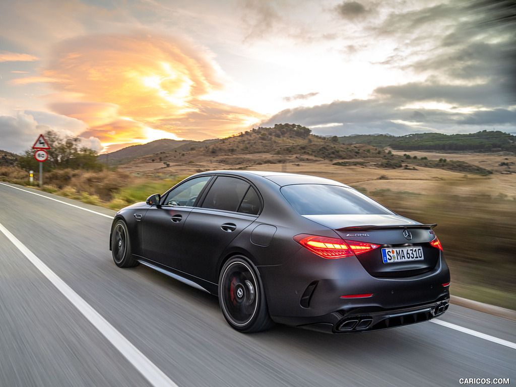 2024 Mercedes-AMG C 63 S E Performance (Color: MANUFAKTUR Graphit Grey Magno) - Rear Three-Quarter