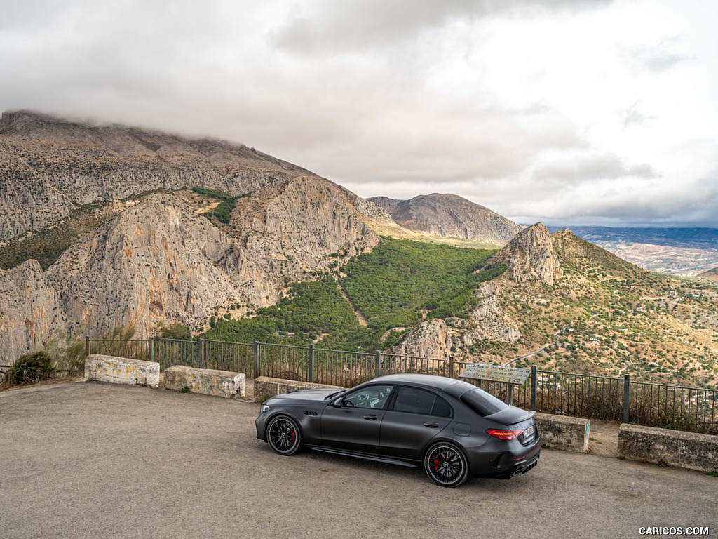 2024 Mercedes-AMG C 63 S E Performance (Color: MANUFAKTUR Graphit Grey Magno) - Rear Three-Quarter