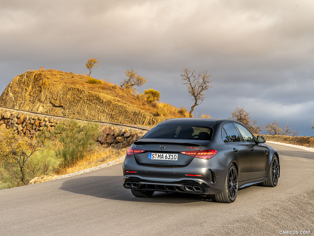 2024 Mercedes-AMG C 63 S E Performance (Color: MANUFAKTUR Graphit Grey Magno) - Rear Three-Quarter